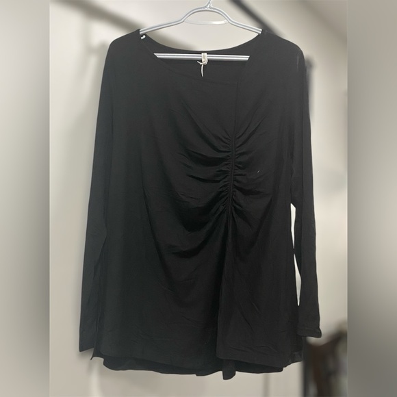 MUSE SHOW Womens Long Sleeve Tunics Fit Blouse Square Neck Pleated T-Shirt - Picture 2 of 3